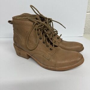 Vintage Frye Women's Ankle Boots Size 5.5B Carson Lace-Up Brown Leather Combat